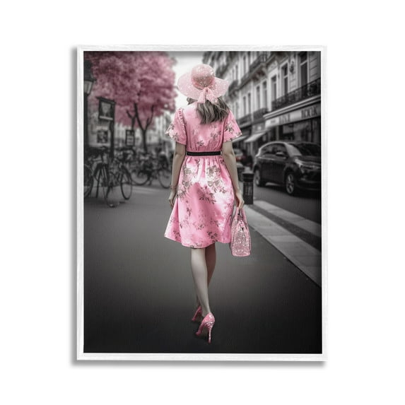 Stupell Industries Trendy Woman in City Travel & Places Painting White Framed Art Print Wall Art, 16 x 20