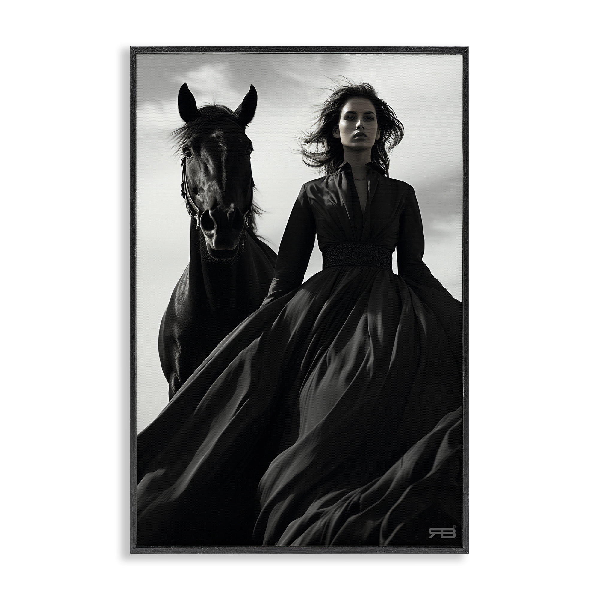 Stupell Industries Trendy Woman with Horse People Painting Black Framed Art Print Wall Art, 16 x 24