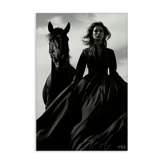 Stupell Industries Trendy Woman with Horse People Painting Wrapped Canvas Art Print Wall Art, 30 x 45