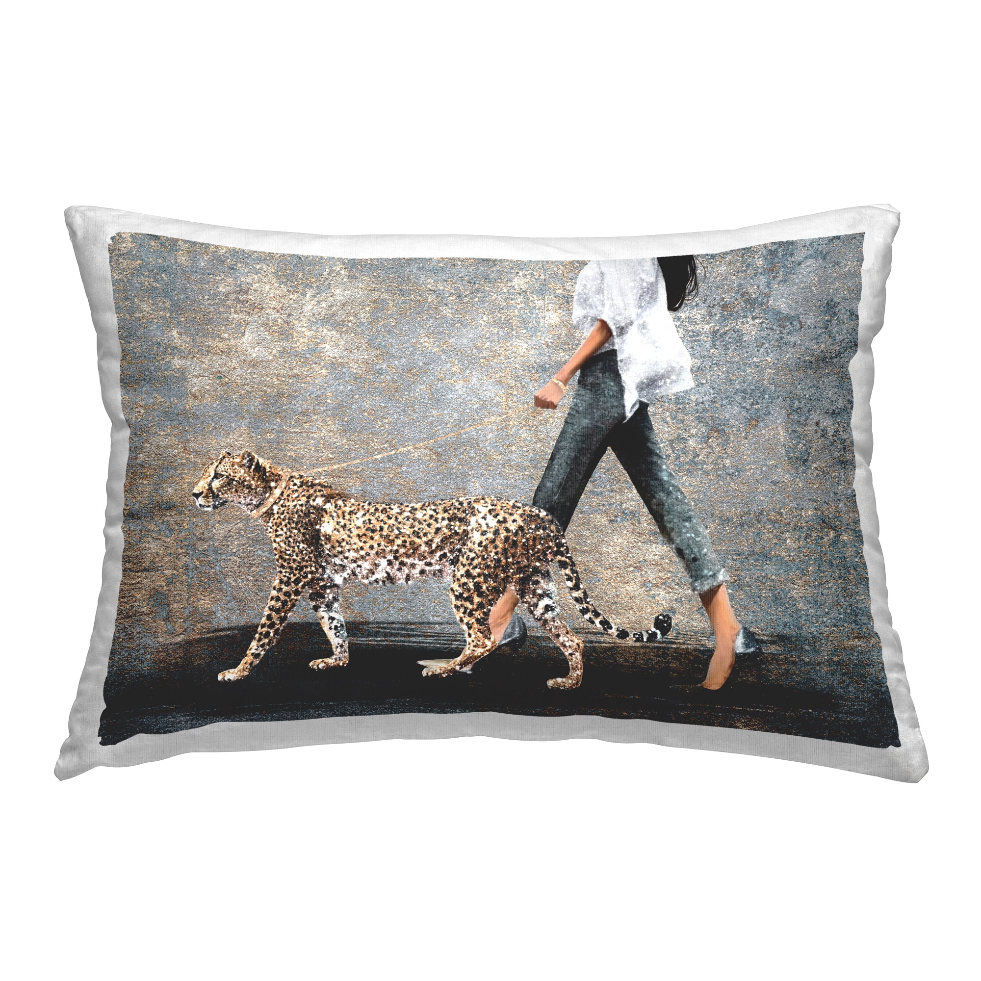 Stupell Industries Trendy Woman with Leopard Decorative Printed Throw Pillow Design by Svetlana Aleynikova.