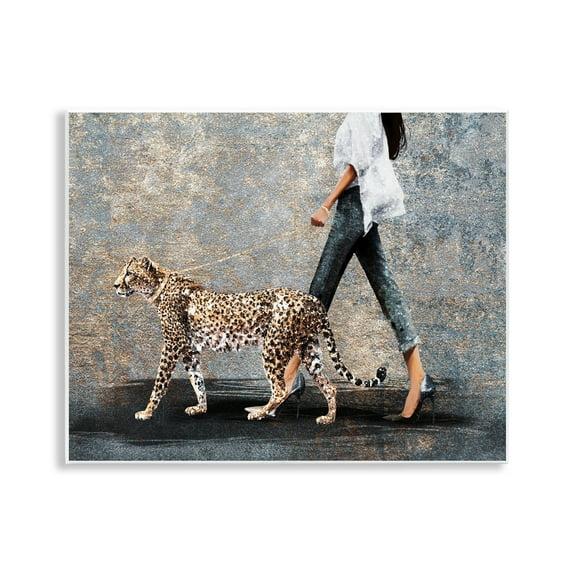 Stupell Industries Trendy Woman with Leopard People Painting Unframed Art Print Wall Art, 14 x 11