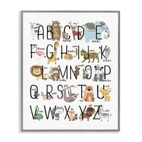 Stupell Industries Tribal Animals ABCs Graphic Art Gray Framed Art Print Wall Art, 24x30, by Erica Billups