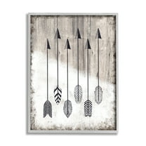 Stupell Industries Tribal Arrow Feather Pattern Black And White Design Graphic Art Gray Framed Art Print Wall Art, 24x30, by Ziwei Li
