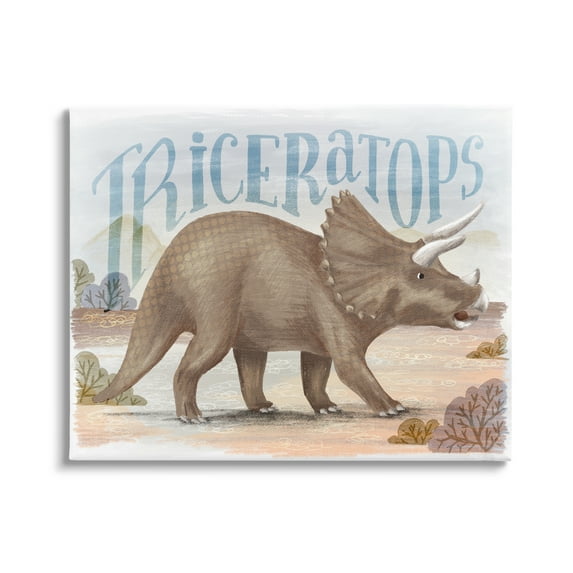Stupell Industries Triceratops in Nature Animals & Insects Painting Gallery Wrapped Canvas Art Print Wall Art, 40 x 30