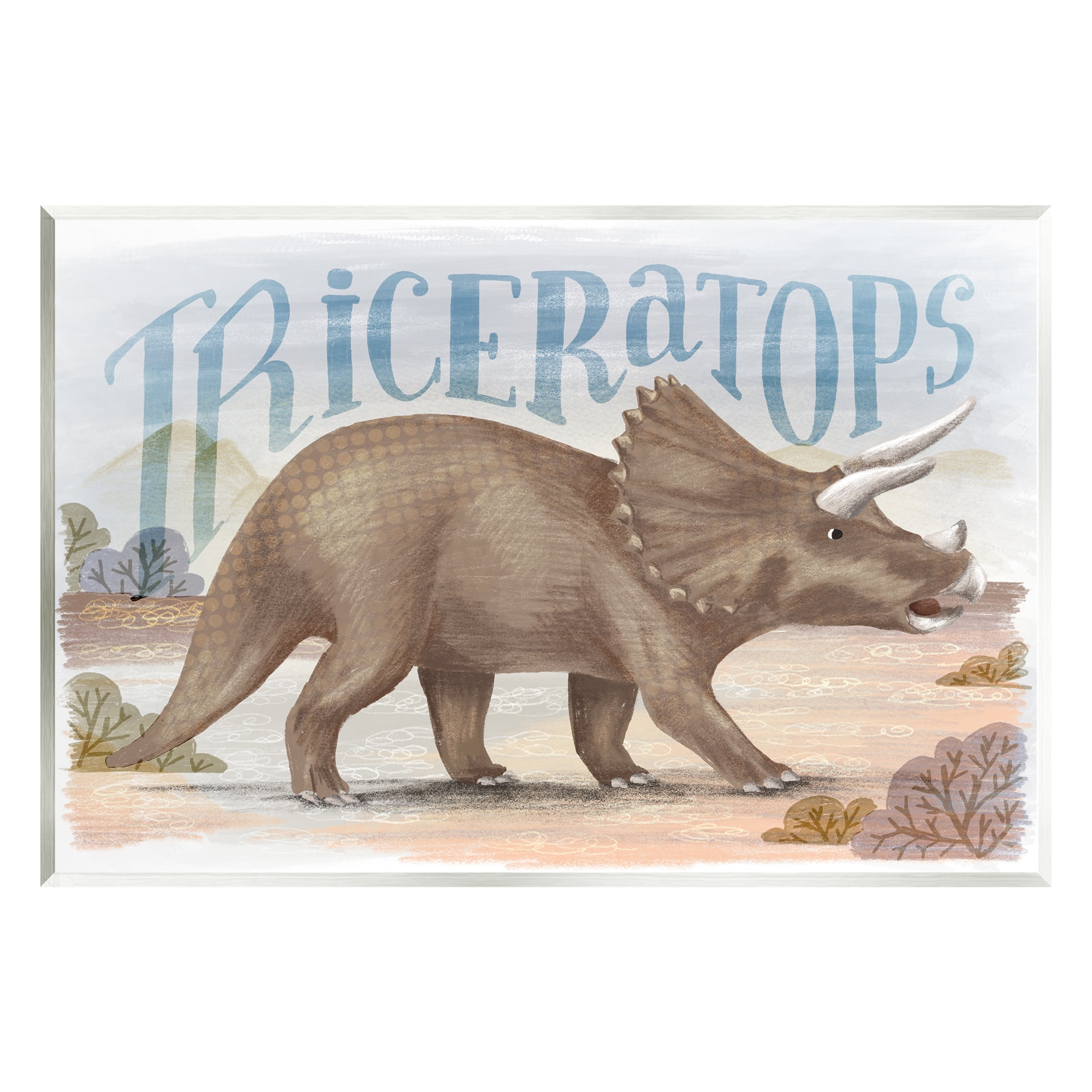 Stupell Industries Triceratops in Nature Animals & Insects Painting Unframed Art Print Wall Art, 19 x 13