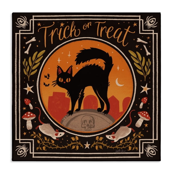 Stupell Industries Trick Or Treat Cat & Rats Canvas Wall Art design by Janelle Penner, 17 x 17