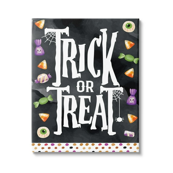 Stupell Industries Trick Or Treat Halloween Candy Holiday Painting Gallery Wrapped Canvas Print Wall Art