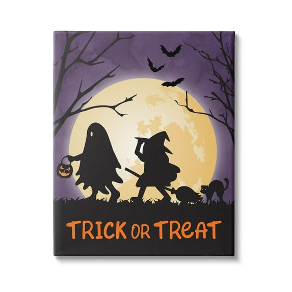 Stupell Industries Trick Or Treat Halloween Silhouettes Graphic Art Gallery Wrapped Canvas Print Wall Art, Design by Linda Birtel