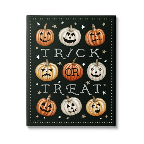 Stupell Industries Trick Or Treat Jack-o-Lanterns Graphic Art Gallery Wrapped Canvas Print Wall Art, Design by Elizabeth Tyndall