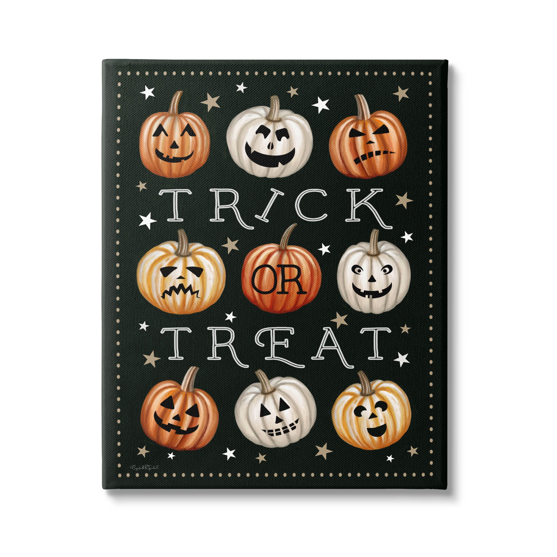 Stupell Industries Trick Or Treat Jack-o-Lanterns Graphic Art Gallery Wrapped Canvas Print Wall Art, Design by Elizabeth Tyndall