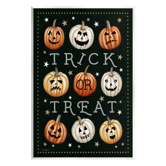 Stupell Industries Trick Or Treat Jack-o-Lanterns Graphic Art Unframed Art Print Wall Art, Design by Elizabeth Tyndall