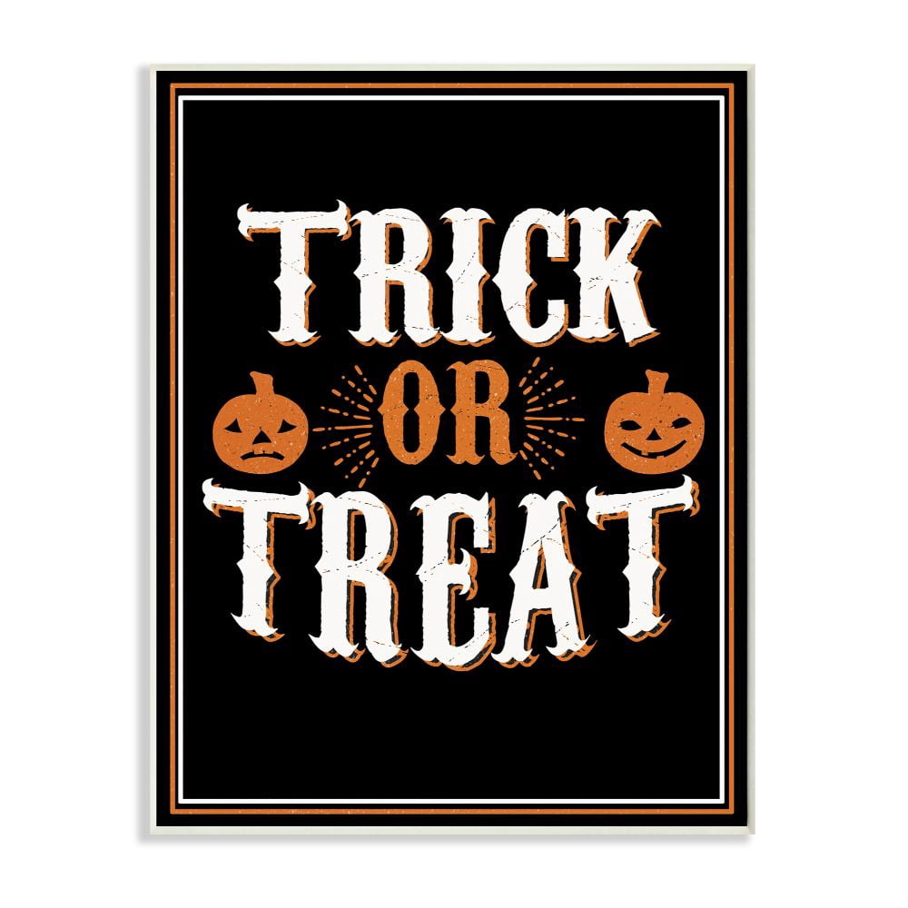Stupell Industries Trick Or Treat Orange Black Holiday Word Design Wall Plaque by The Saturday Evening Post