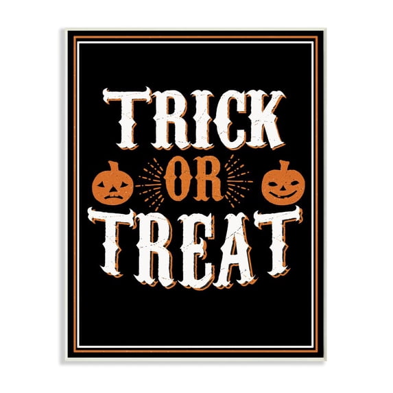 Stupell Industries Trick Or Treat Orange Black Holiday Word Design Wall Plaque by The Saturday Evening Post