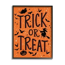 Stupell Industries Trick Or Treat Spider Web Graphic Art Black Framed Art Print Wall Art, Design by Nina Seven