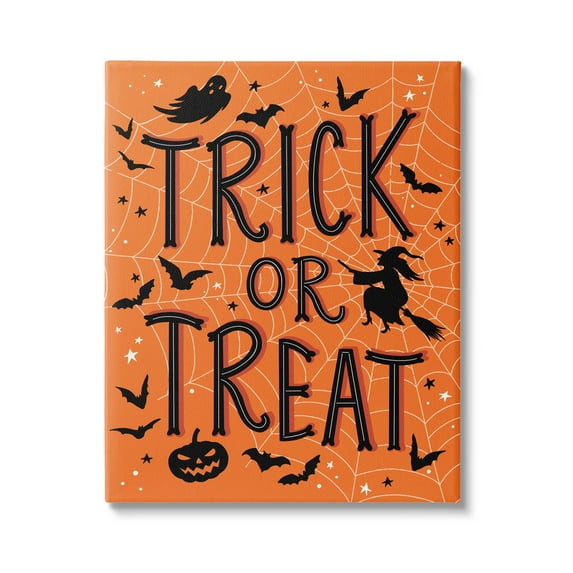 Stupell Industries Trick Or Treat Spider Web Graphic Art Gallery Wrapped Canvas Print Wall Art, Design by Nina Seven
