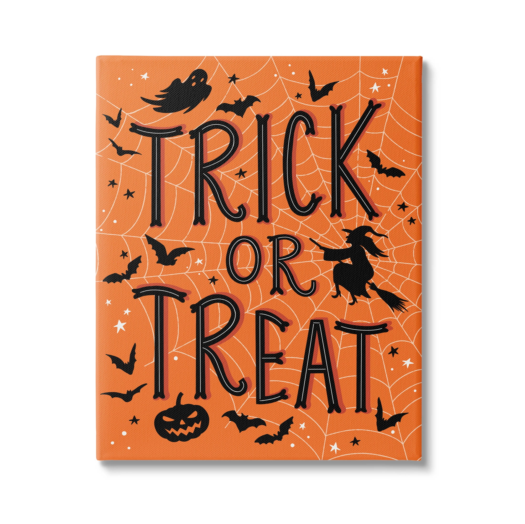 Stupell Industries Trick Or Treat Spider Web Graphic Art Gallery Wrapped Canvas Print Wall Art, Design by Nina Seven