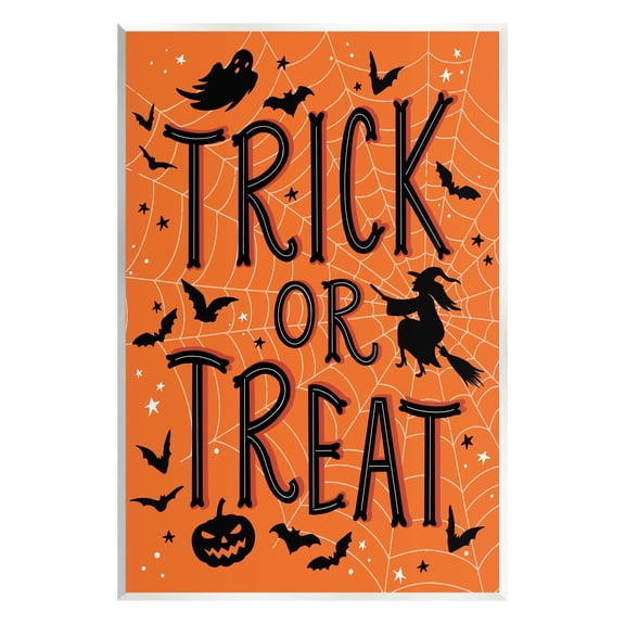 Stupell Industries Trick Or Treat Spider Web Graphic Art Unframed Art Print Wall Art, Design by Nina Seven