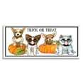 thumbnail image 1 of Stupell Industries Trick or Treat Festive Pet Dogs Halloween Outfits Novelty Painting White Framed Art Print Wall Art, 10 x 24, Design by Sherri Buck Baldwin, 1 of 5