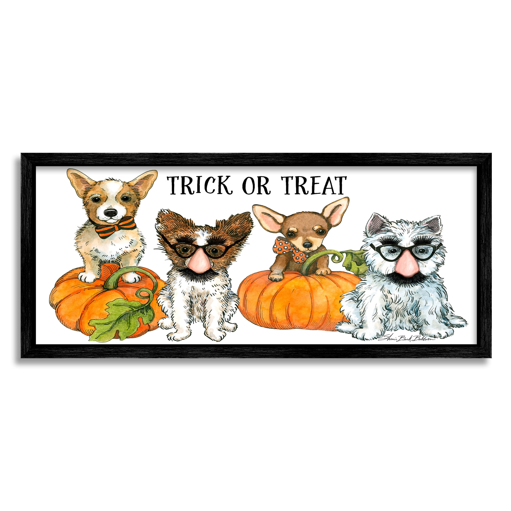 Stupell Industries Trick or Treat Festive Pet Dogs Halloween Outfits, 10 x 24, Designed by Sherri Buck Baldwin