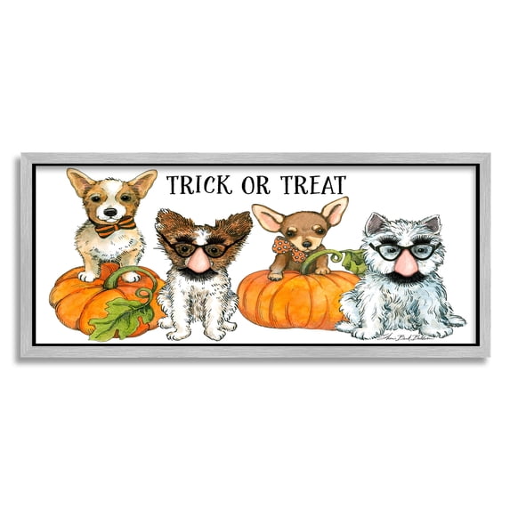 Stupell Industries Trick or Treat Festive Pet Dogs Halloween Outfits, 10 x 24, Designed by Sherri Buck Baldwin