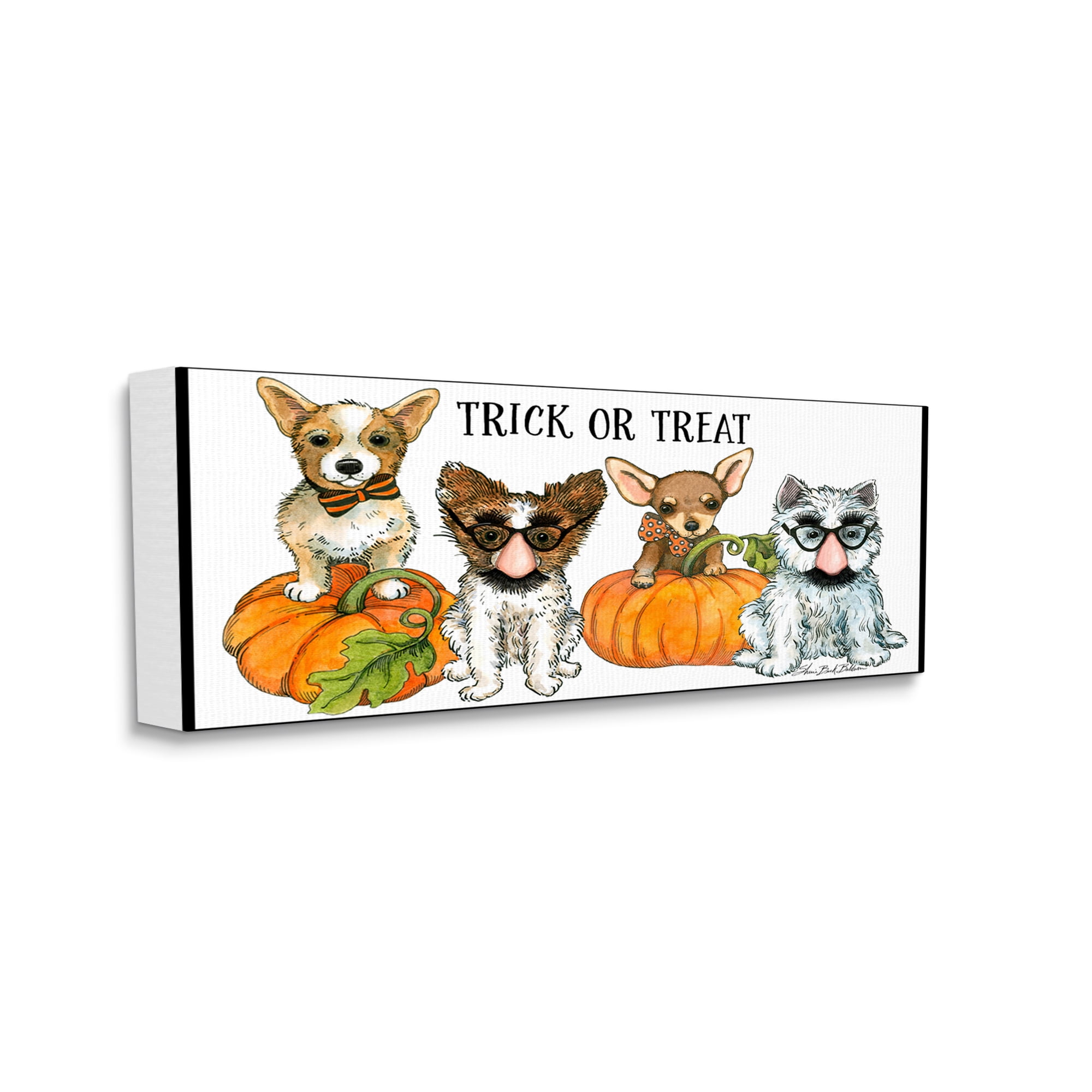 Stupell Industries Trick or Treat Festive Pet Dogs Halloween Outfits, 13 x 30, Designed by Sherri Buck Baldwin