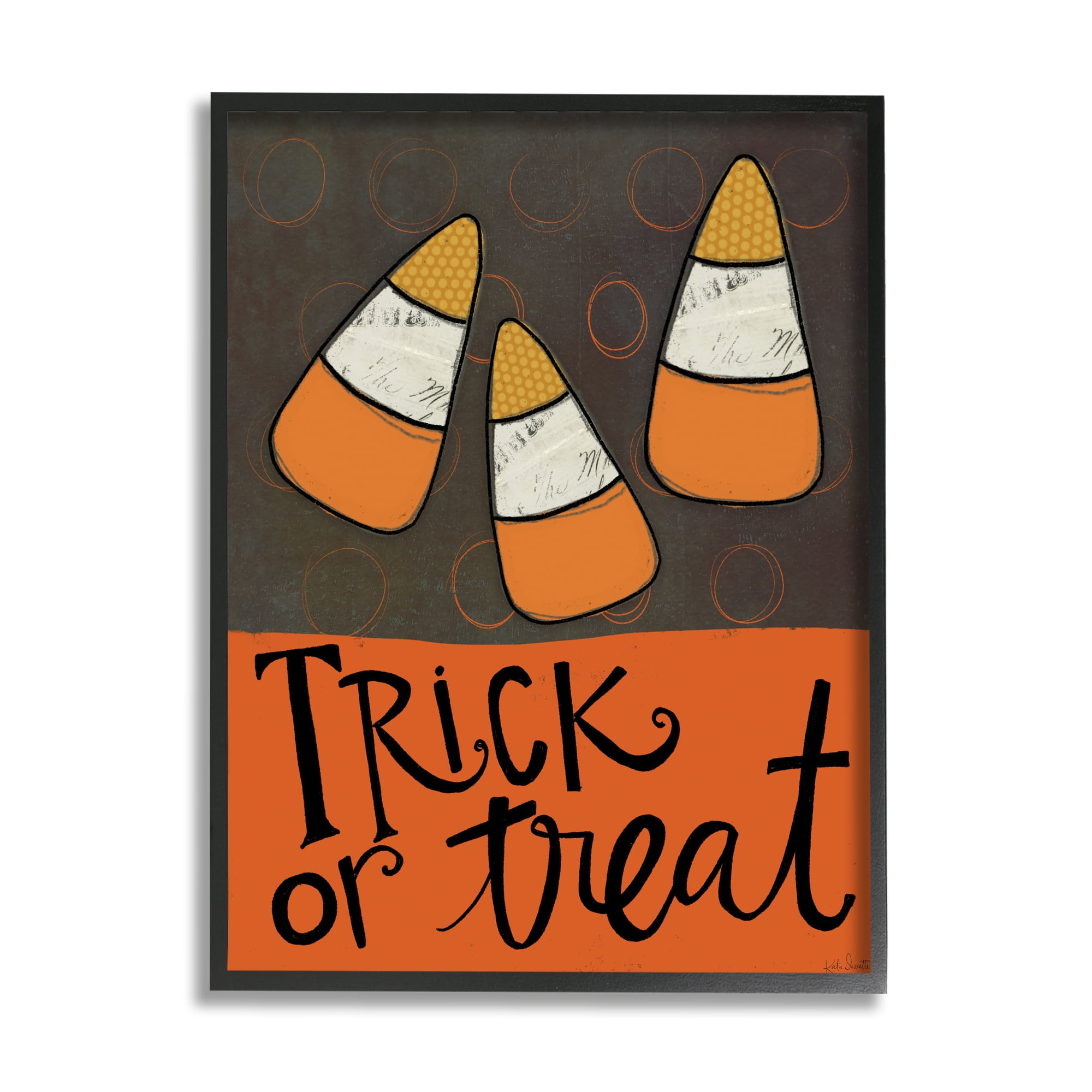Stupell Industries Trick or Treat Halloween Greeting Patterned Candy Corn, 16 x 20, Designed by Katie Doucette