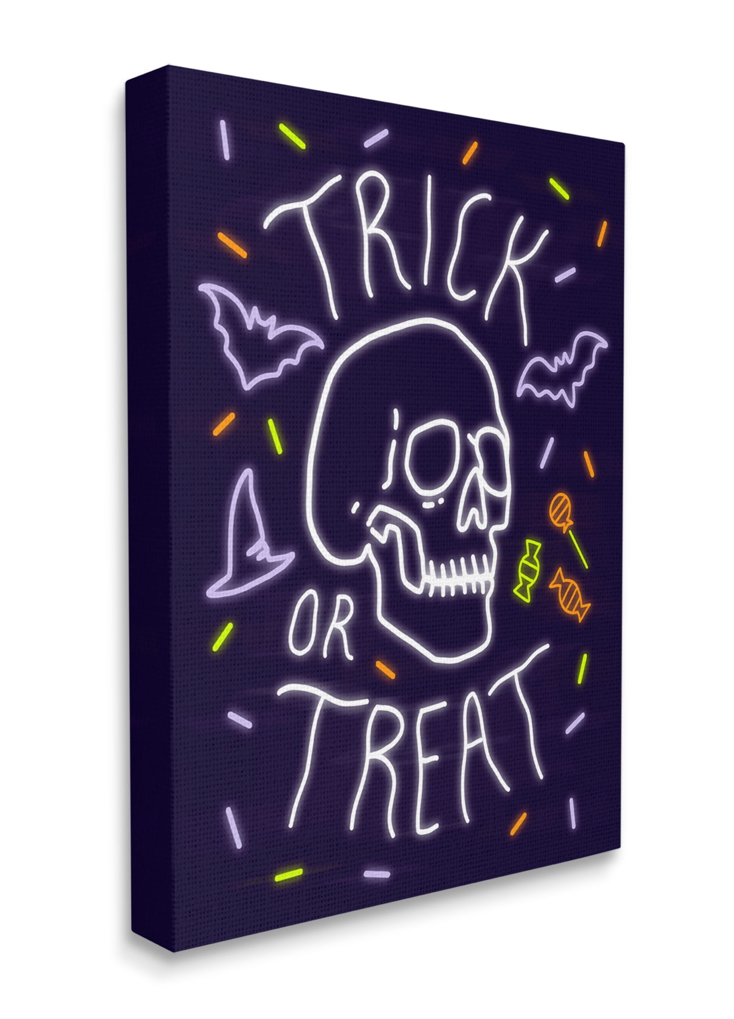Stupell Industries Trick or Treat Halloween Phrase Spooky Skeleton Canvas Wall Art, 36 x 48, Design by Victoria Barnes
