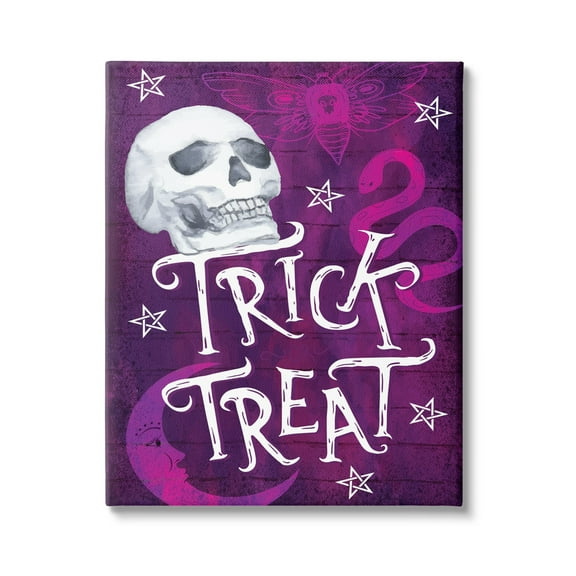 Stupell Industries Trick or Treat Purple Halloween Holiday Painting Gallery Wrapped Canvas Print Wall Art