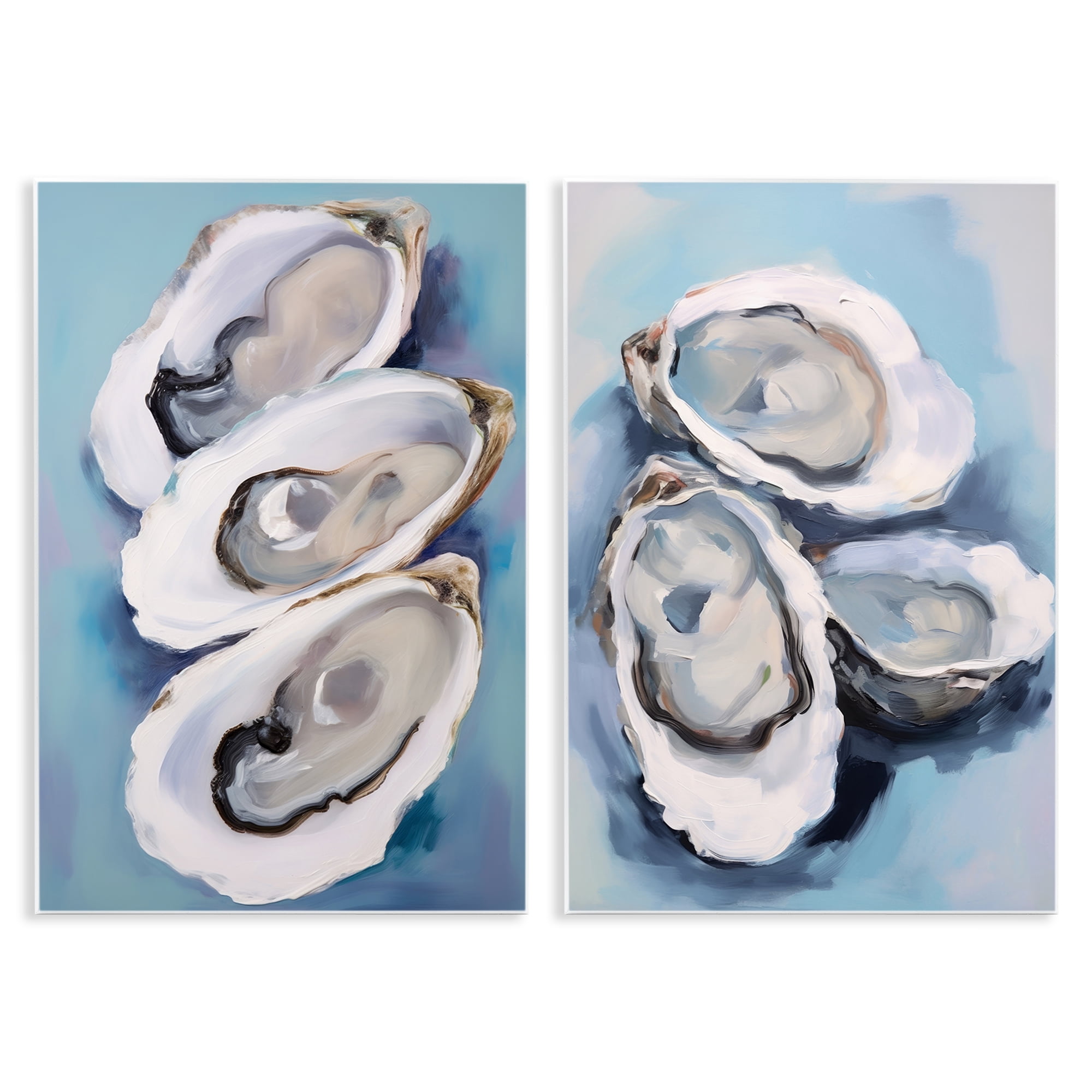 Stupell Industries Trio Half Shell Oysters Nautical & Beach Painting Unframed Art Print Wall Art, 10 x 15, Set of 2