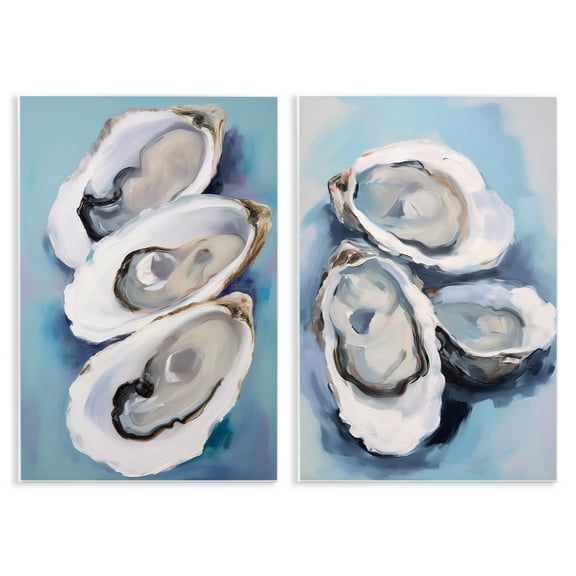 Stupell Industries Trio Half Shell Oysters Nautical & Beach Painting Unframed Art Print Wall Art, 10 x 15, Set of 2