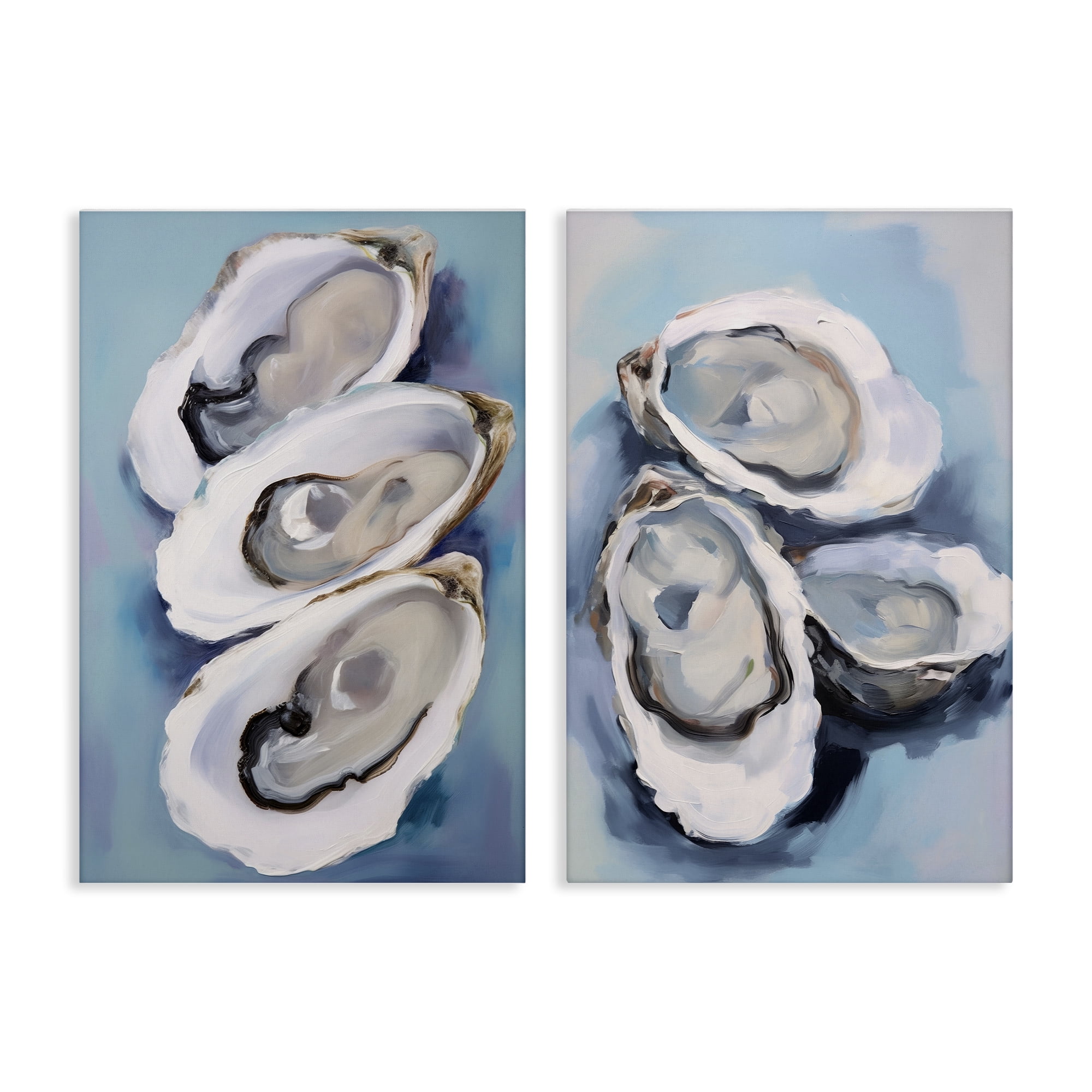 Stupell Industries Trio Half Shell Oysters Nautical & Beach Painting Wrapped Canvas Art Print Wall Art, 16 x 24, Set of 2