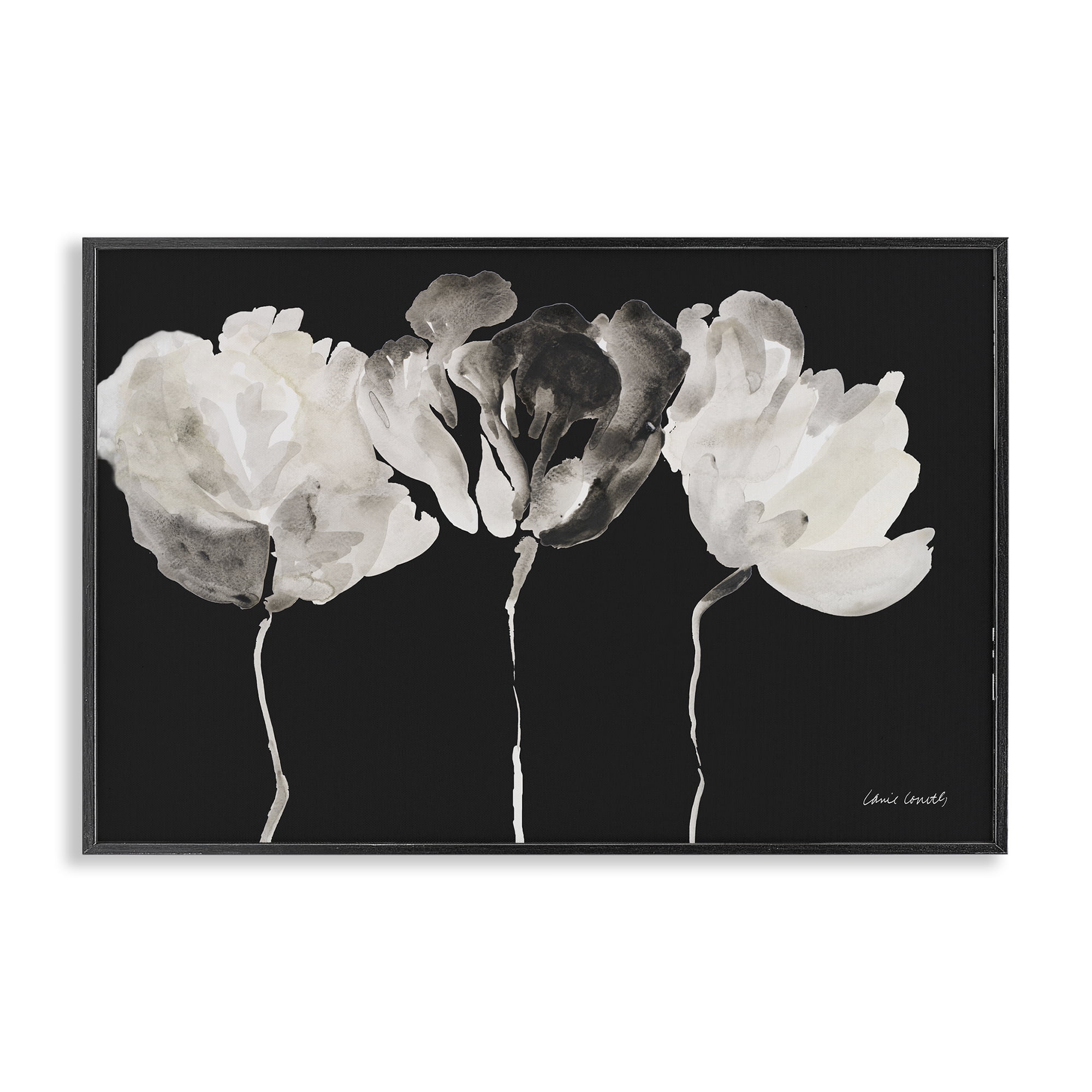 Stupell Industries Trio In Light On Black Black Framed Giclee Art, design by Lanie Loreth
