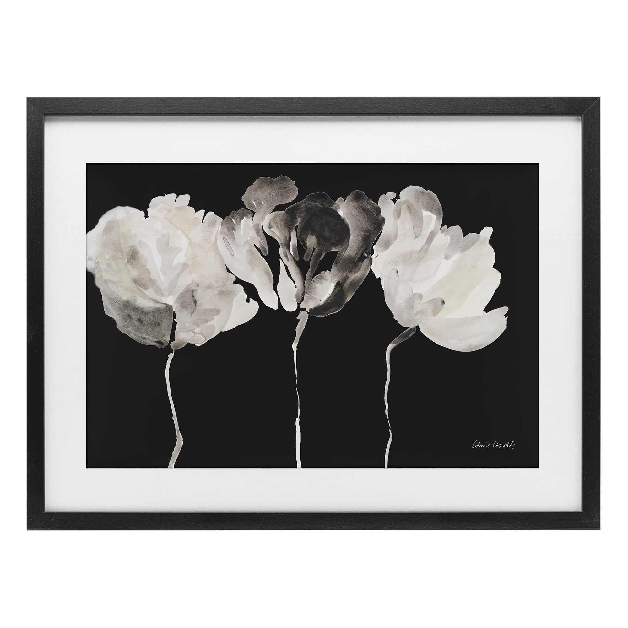 Stupell Industries Trio In Light On Black Black Framed Print Under Glass, design by Lanie Loreth