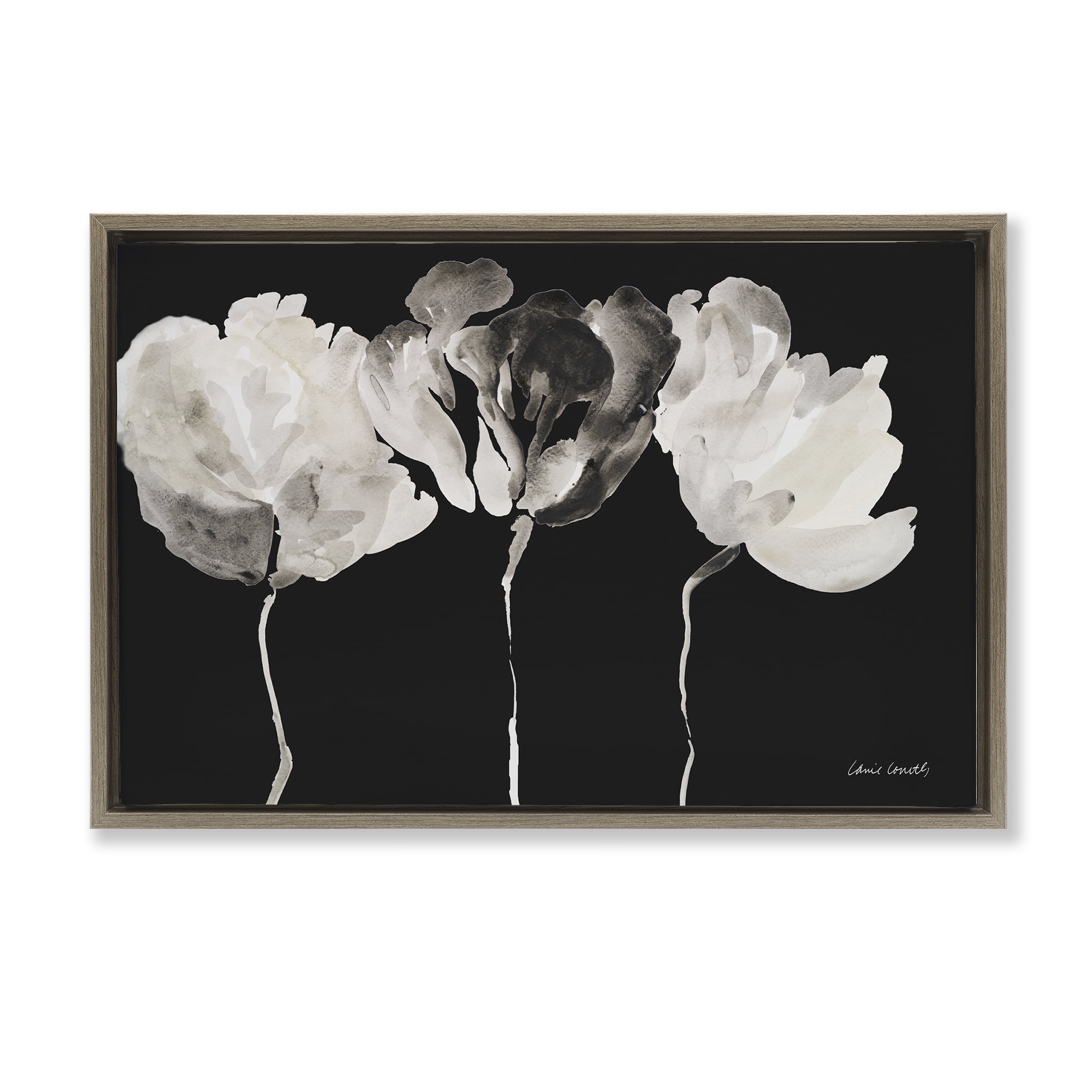 Stupell Industries Trio In Light On Black Brown Framed Floater Canvas Wall Art, design by Lanie Loreth