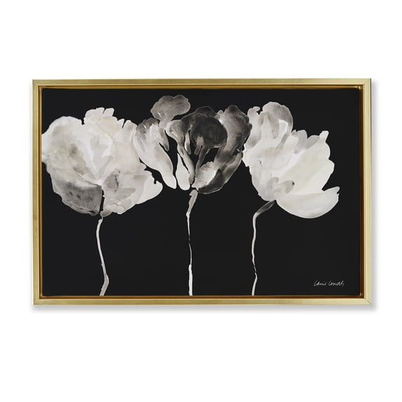 Stupell Industries Transitional Trio In Light On Black Gold Floating Frame Canvas Art, 31 x 21, by Lanie Loreth