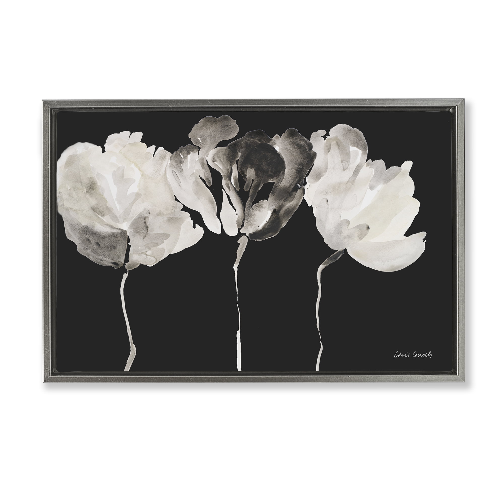 Stupell Industries Trio In Light On Black Gray Framed Floater Canvas Wall Art, design by Lanie Loreth