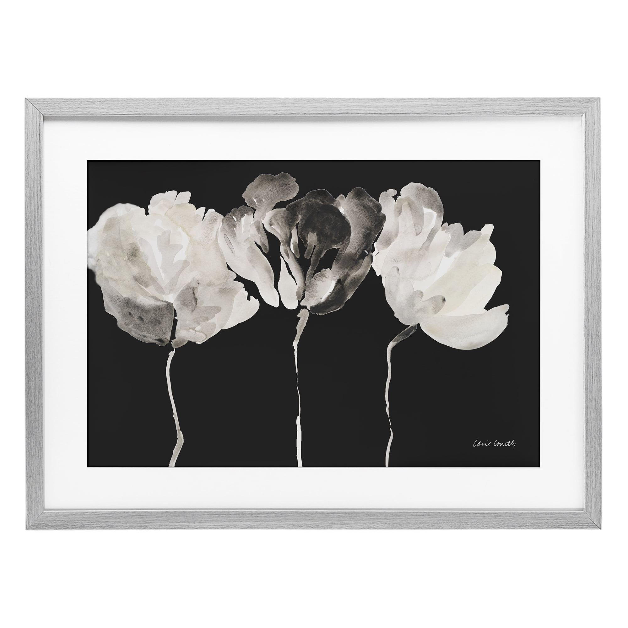 Stupell Industries Trio In Light On Black Gray Framed Print Under Glass, design by Lanie Loreth