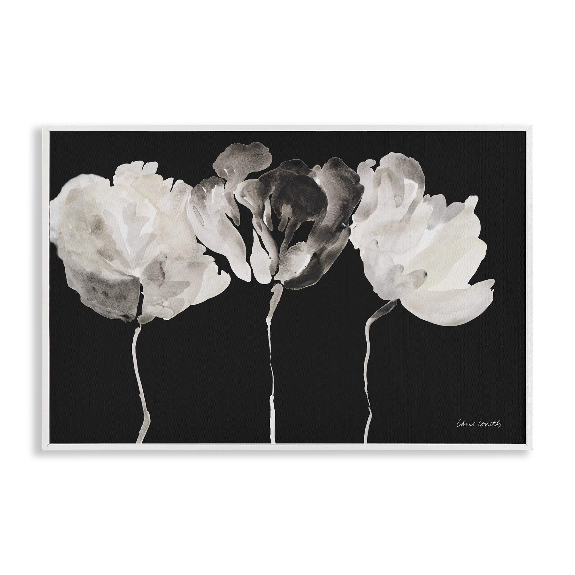 Stupell Industries Trio In Light On Black White Framed Giclee Art, design by Lanie Loreth
