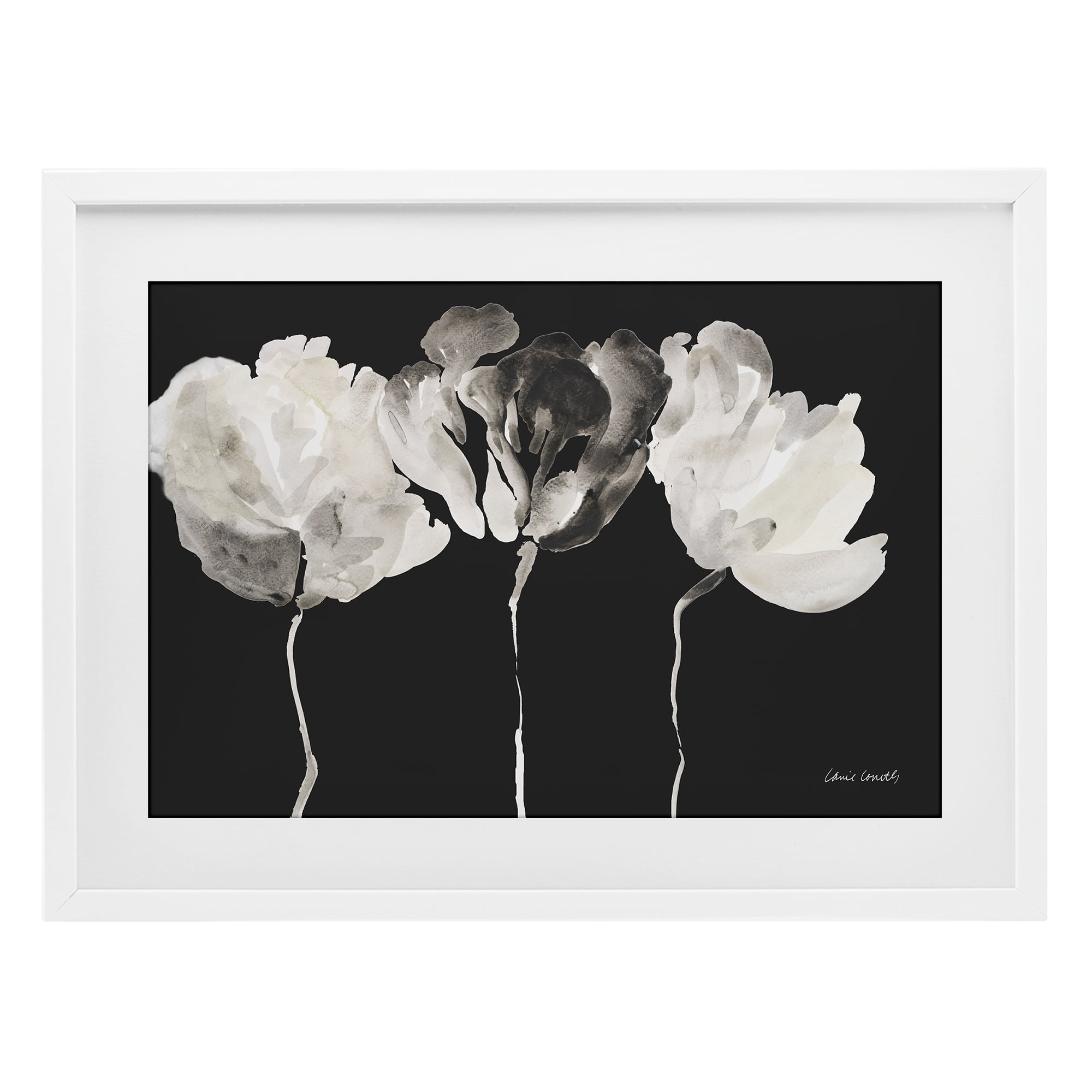 Stupell Industries Trio In Light On Black White Framed Print Under Glass, design by Lanie Loreth