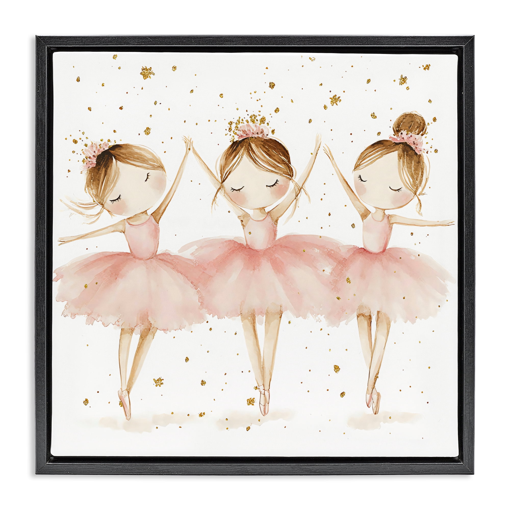 Stupell Industries Trio Of Ballerinas Black Framed Floater Canvas Wall Art, design by Creative Studio