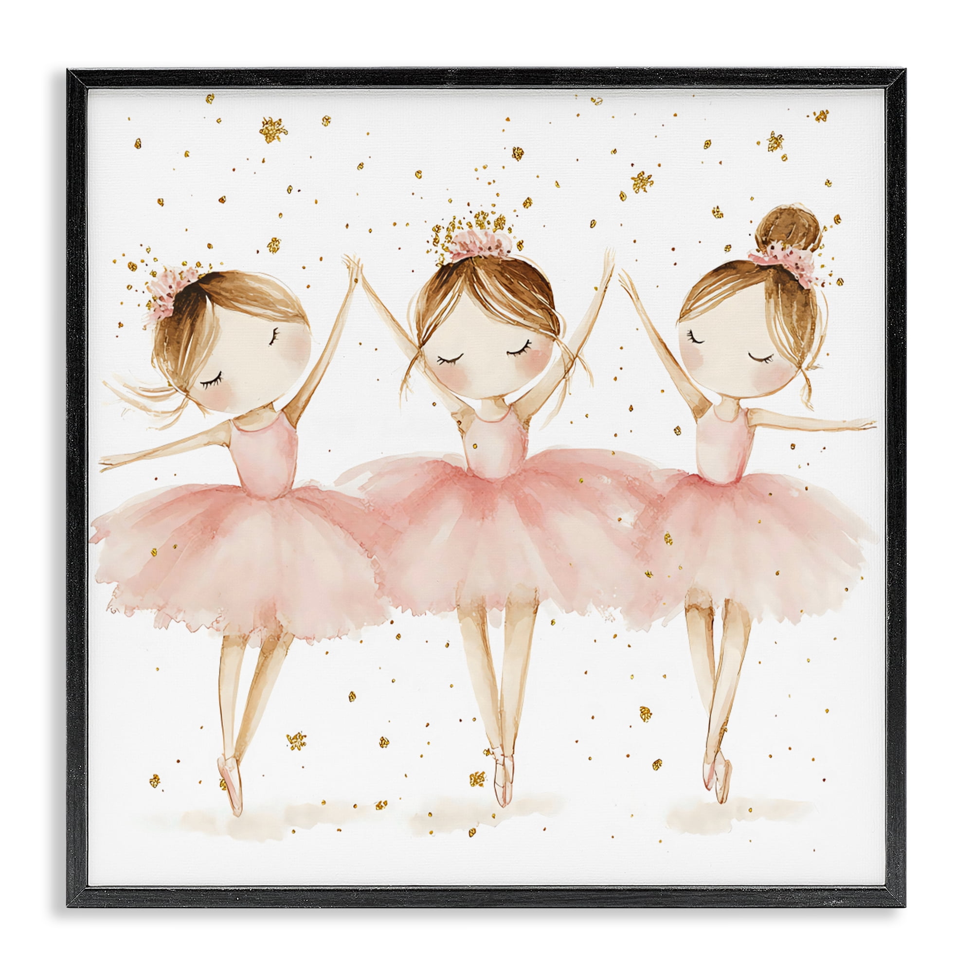 Stupell Industries Trio Of Ballerinas Black Framed Giclee Art, design by Creative Studio
