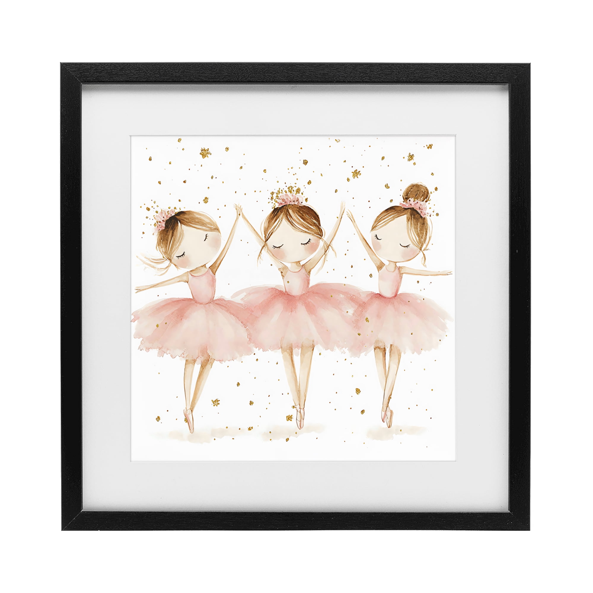 Stupell Industries Trio Of Ballerinas Black Framed Print Under Glass, design by Creative Studio