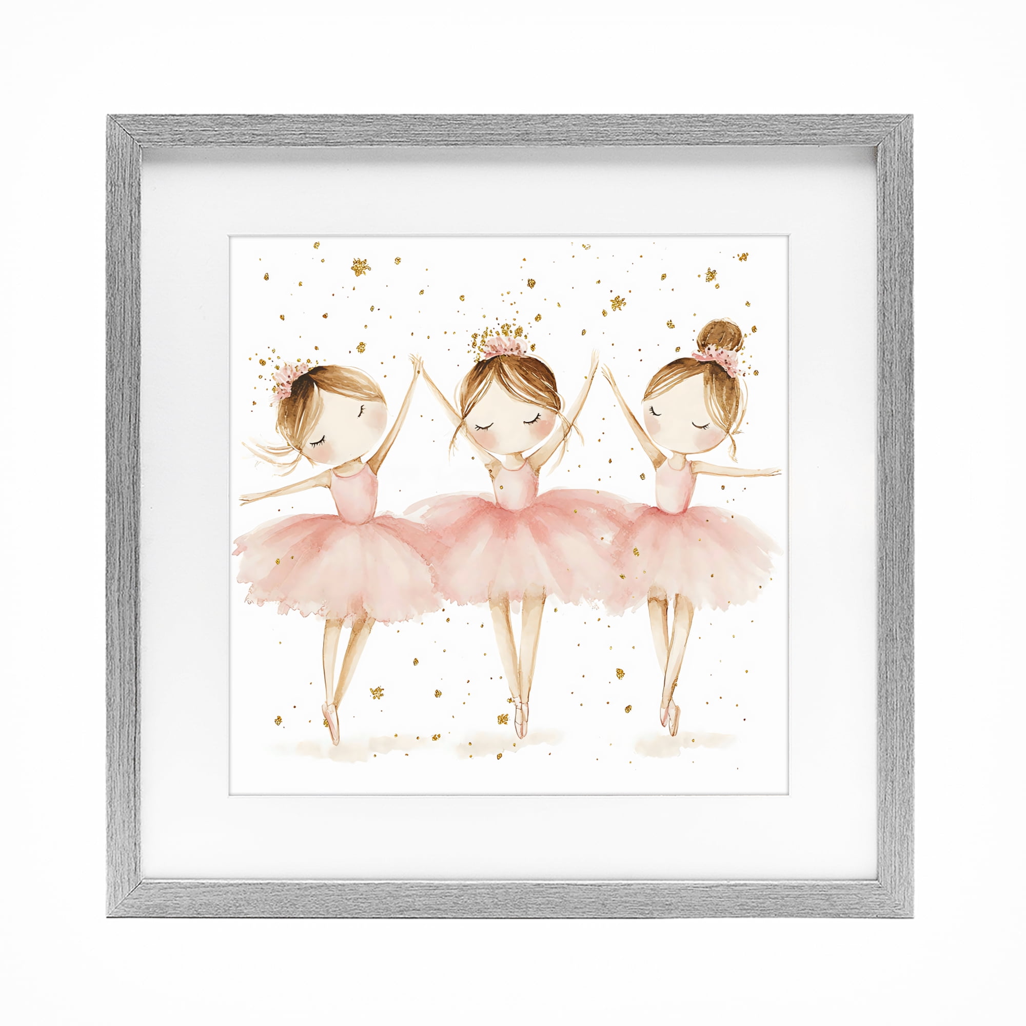 Stupell Industries Trio Of Ballerinas Gray Framed Print Under Glass, design by Creative Studio