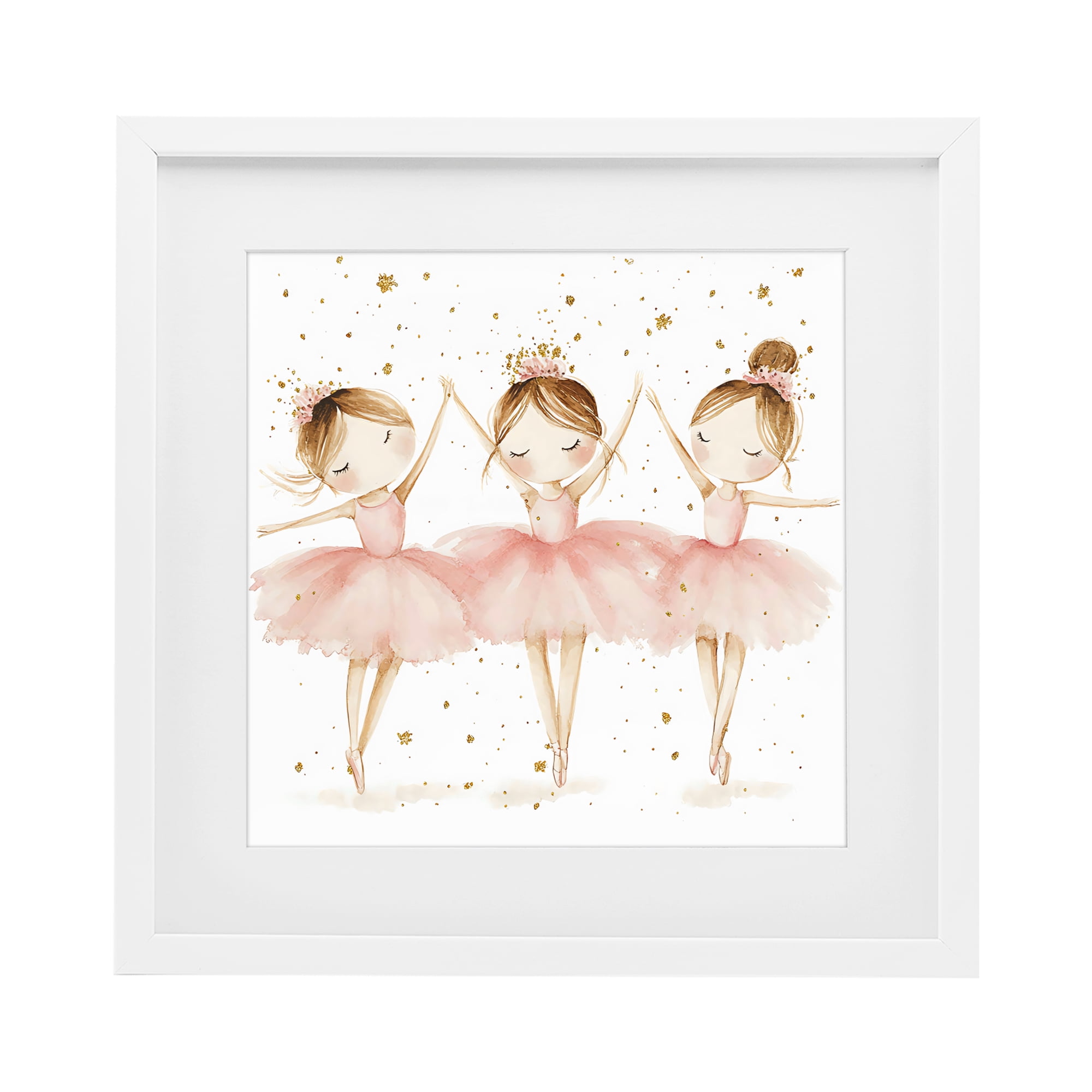 Stupell Industries Trio Of Ballerinas White Framed Print Under Glass, design by Creative Studio