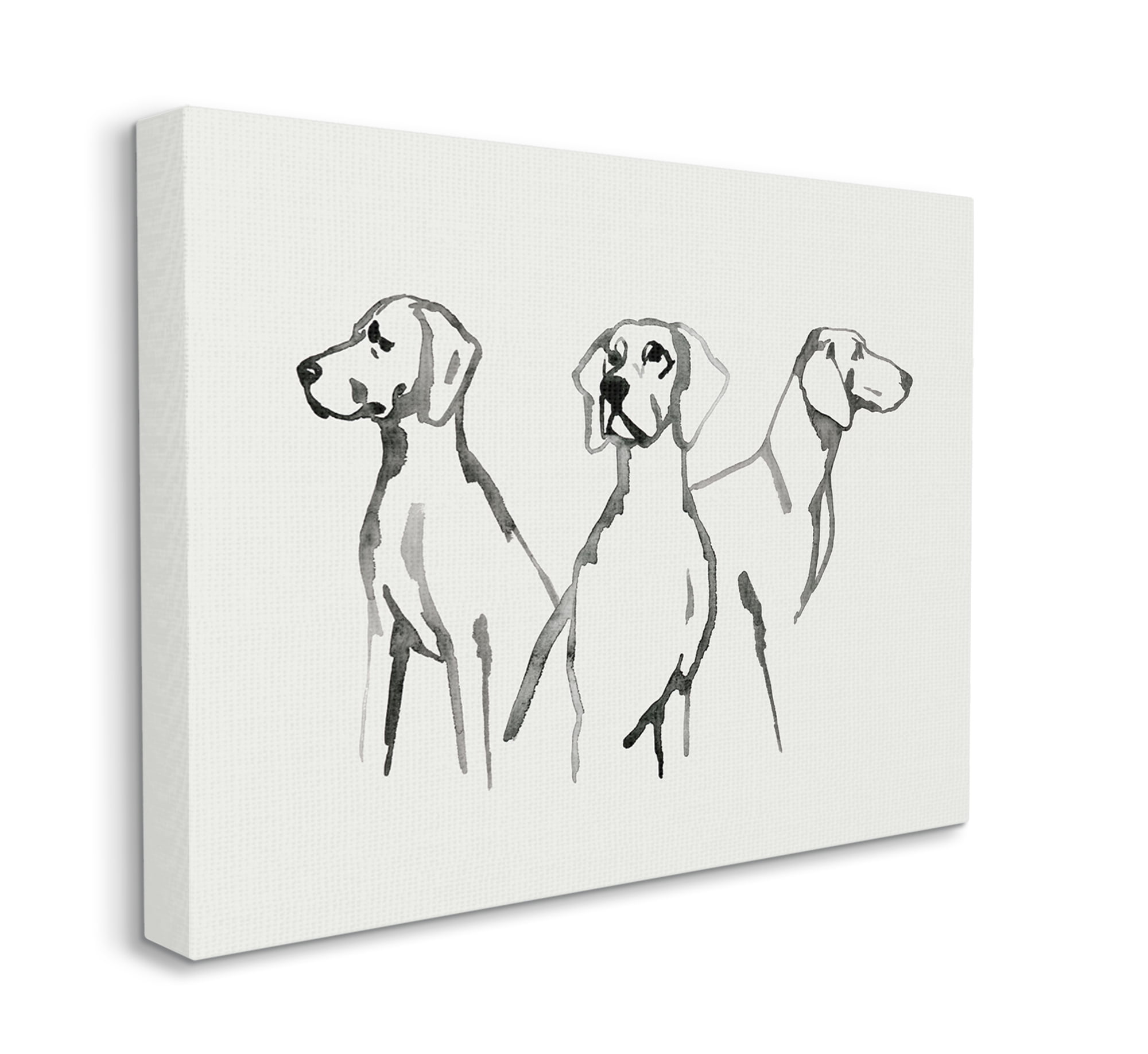 Stupell Industries Trio of Dogs Minimal Black Grey Pet Sketch Canvas Wall Art, 30 x 40, Design by Grace Popp