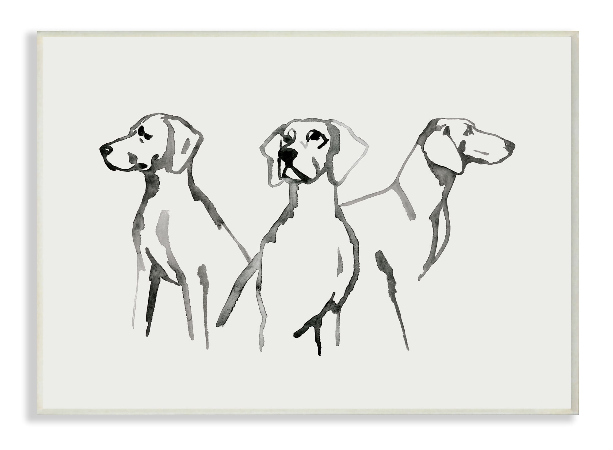 Stupell Industries Trio of Dogs Minimal Black Grey Pet Sketch Wall Plaque, 13 x 19, Design by Grace Popp