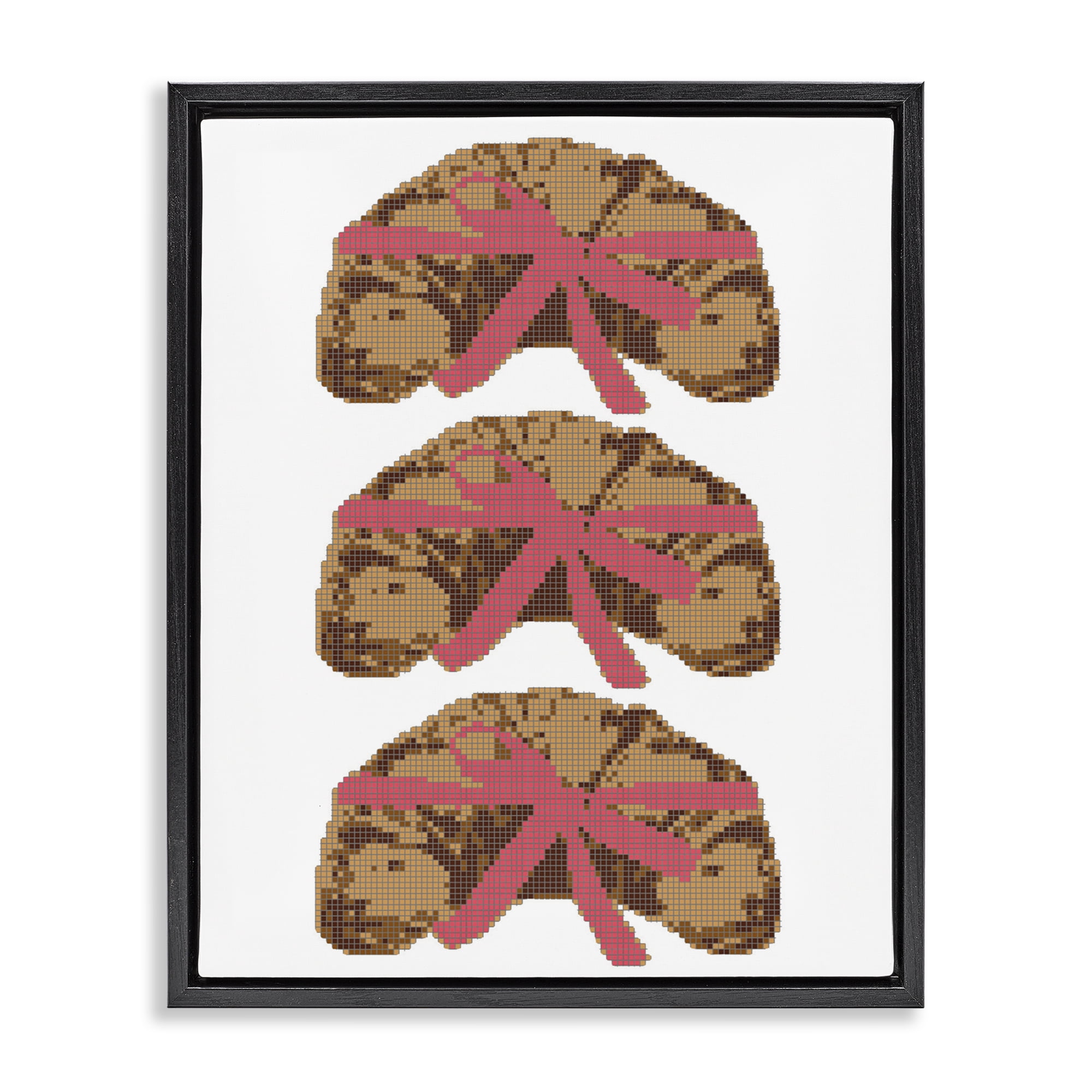 Stupell Industries Trio of Ribbon Croissants Black Framed Floater Canvas Wall Art, design by Lil' Rue