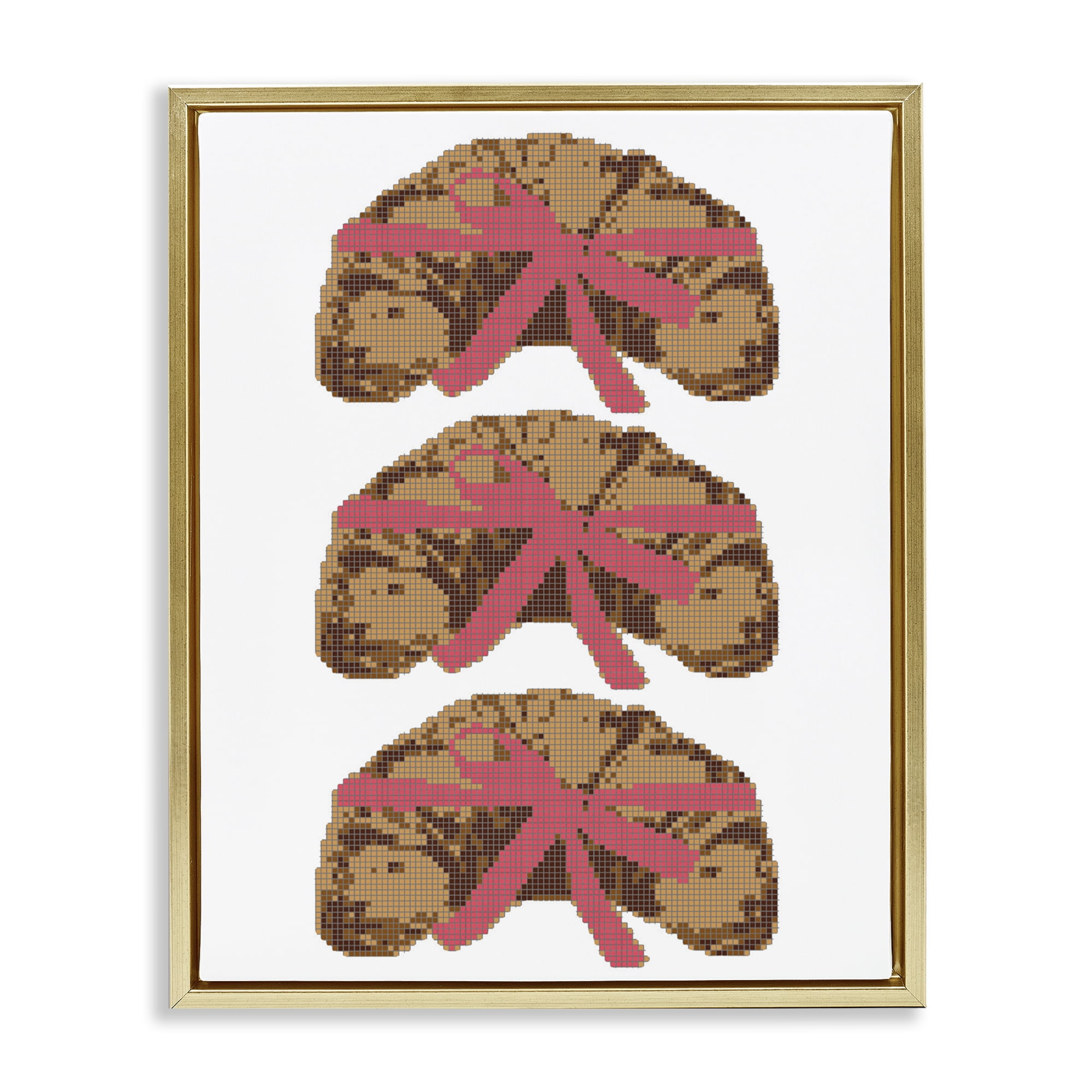 Stupell Industries Trio of Ribbon Croissants Gold Framed Floater Canvas Wall Art, design by Lil' Rue