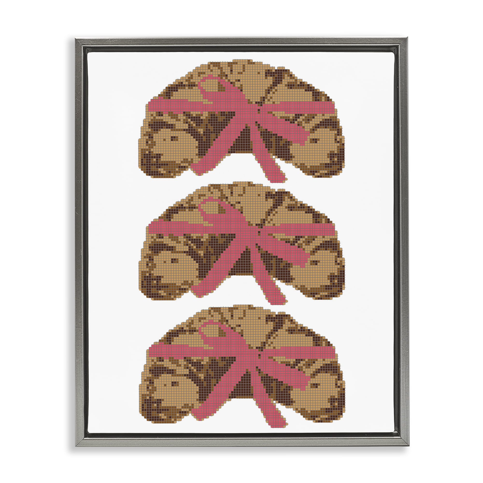 Stupell Industries Trio of Ribbon Croissants Gray Framed Floater Canvas Wall Art, design by Lil' Rue