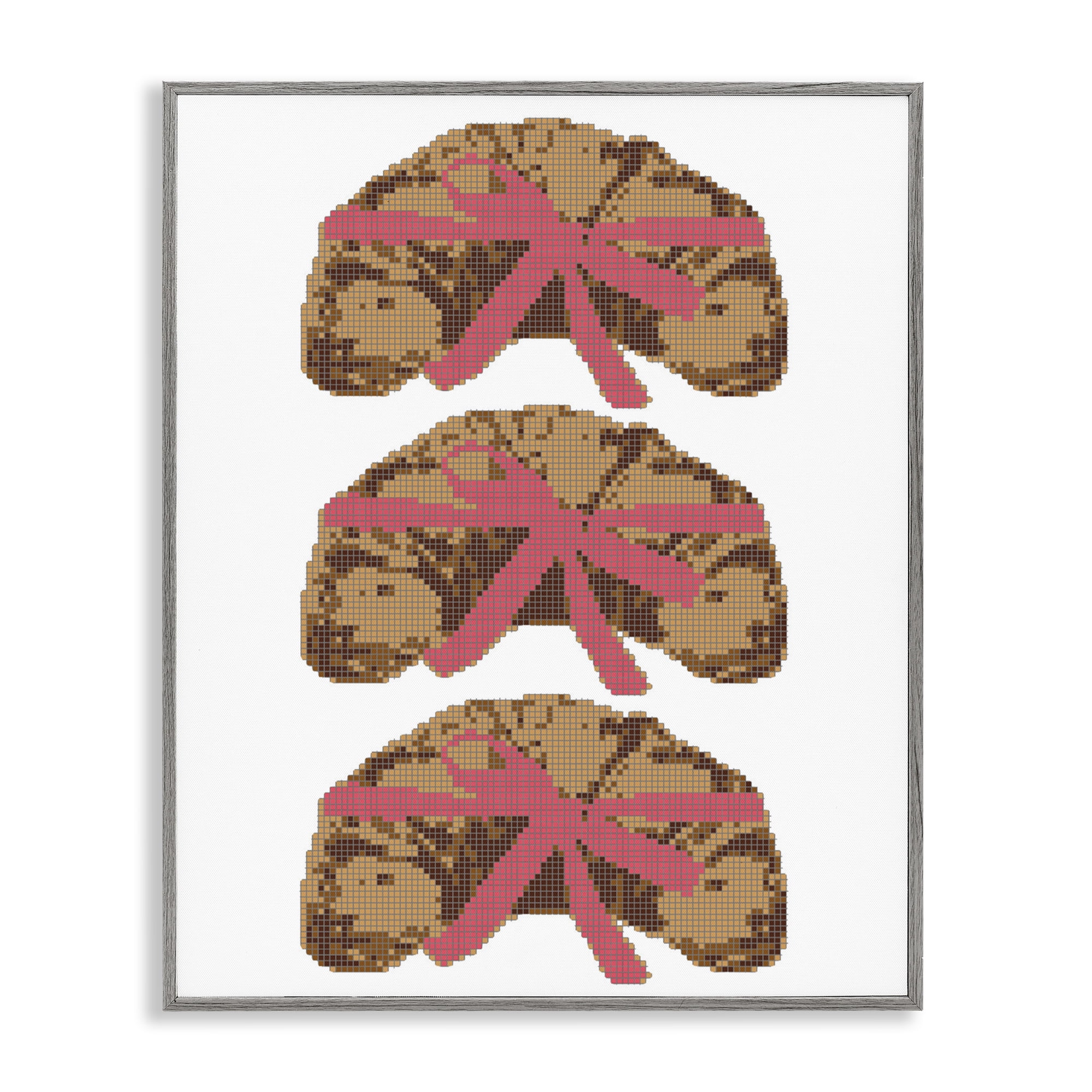 Stupell Industries Trio of Ribbon Croissants Gray Framed Giclee Art, design by Lil' Rue